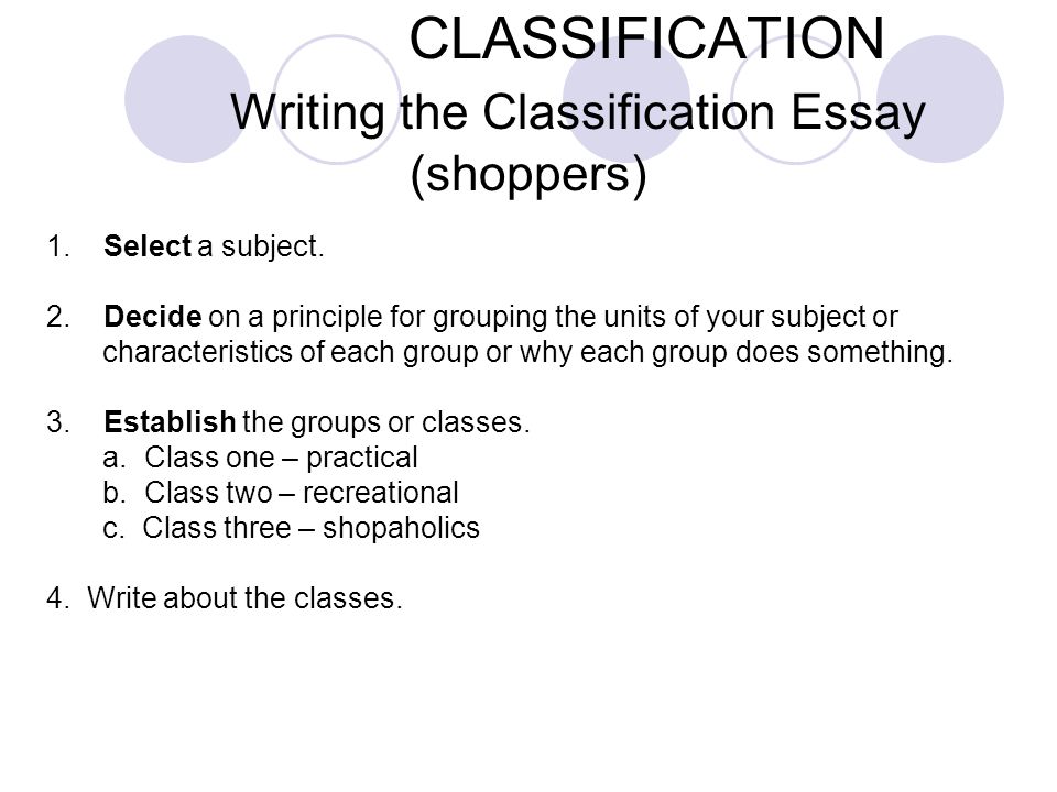 Characteristics of classification essay